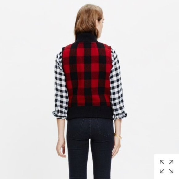 Madewell Red Buffalo Check Vest with Wool Lining - Picture 2 of 12
